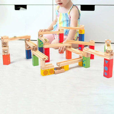 EcoToys BuildRoller | Descubre, construye y aprende - Infinita pista de canicas de madera